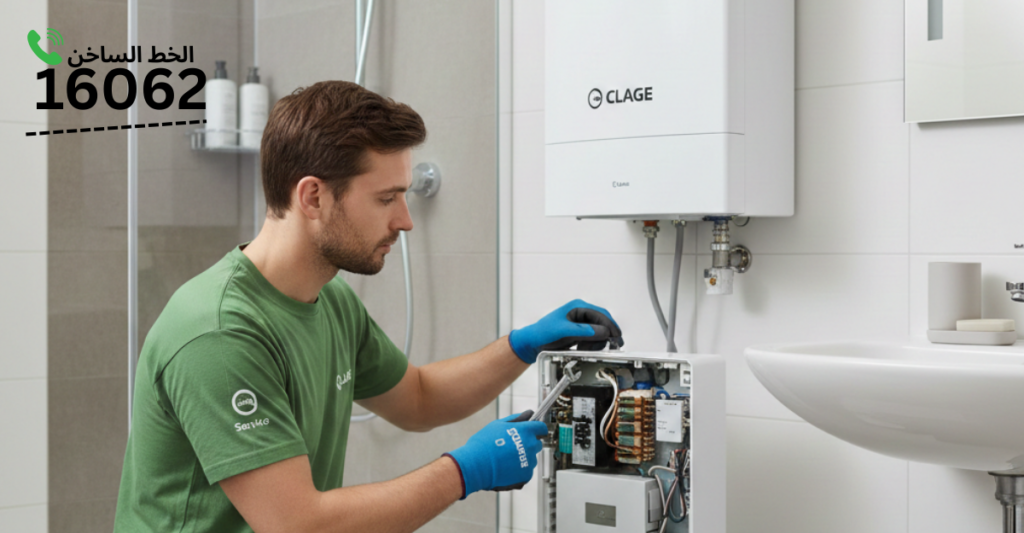 فني صيانه مختص كلاج يقوم بتصليح سخان كلاج